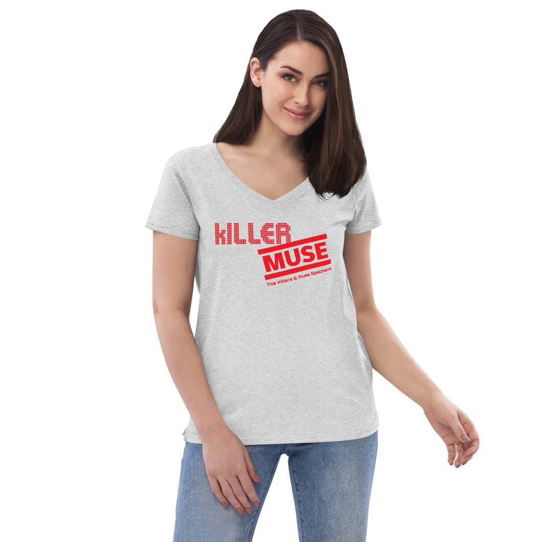 KillerMuse Red Logo Women’s recycled v-neck t-shirt
