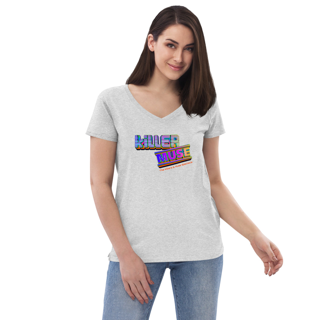 KillerMuse Retro Logo Women’s recycled v-neck t-shirt